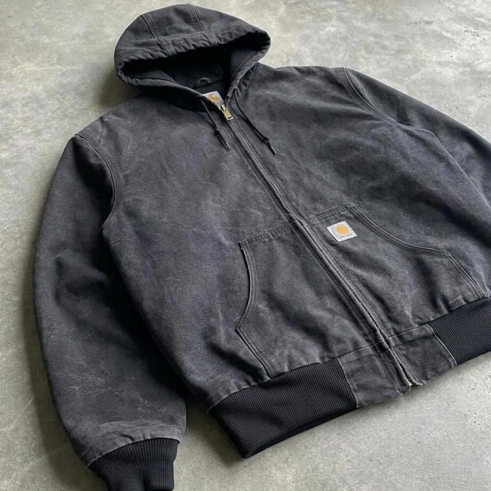 Vintage Carhartt J03 active jacket in black duck canvas with quilted lining - Picture 2 of 5